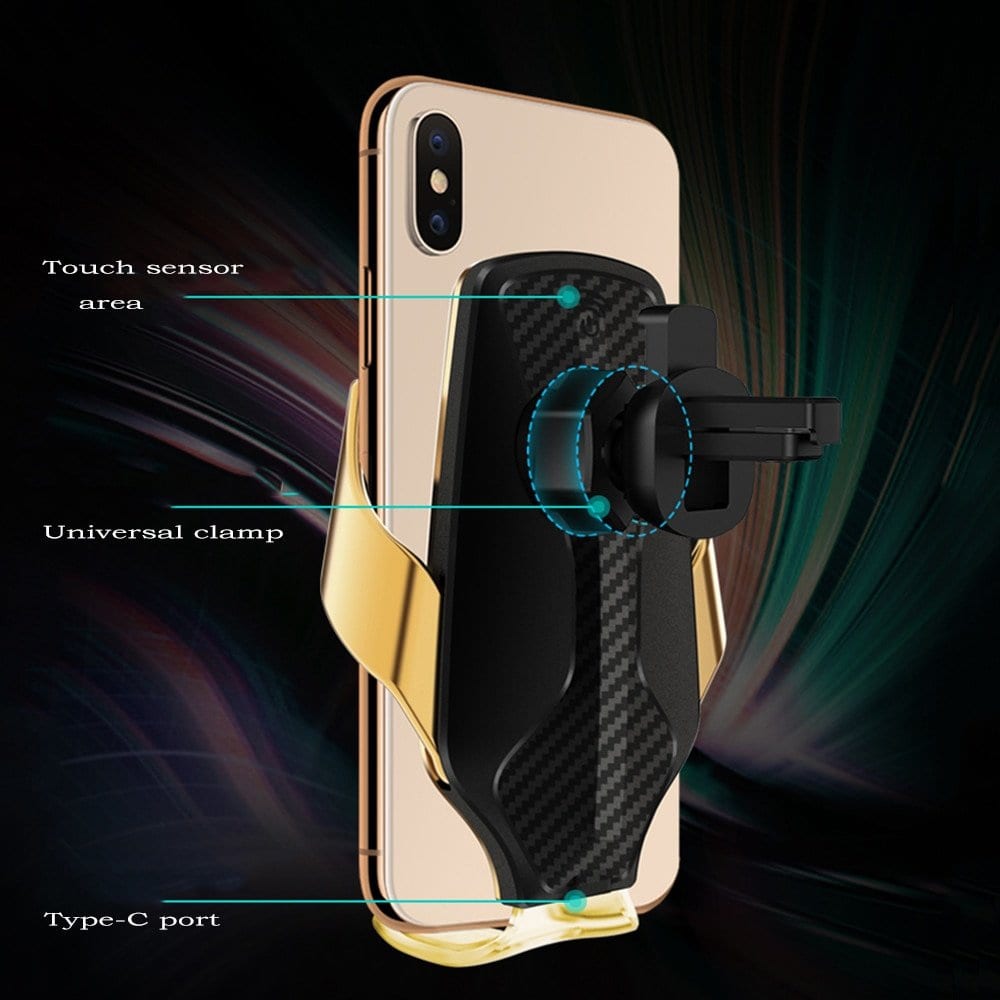 10W SMART CLAMPING 360 ROTATE CAR WIRELESS CHARGER