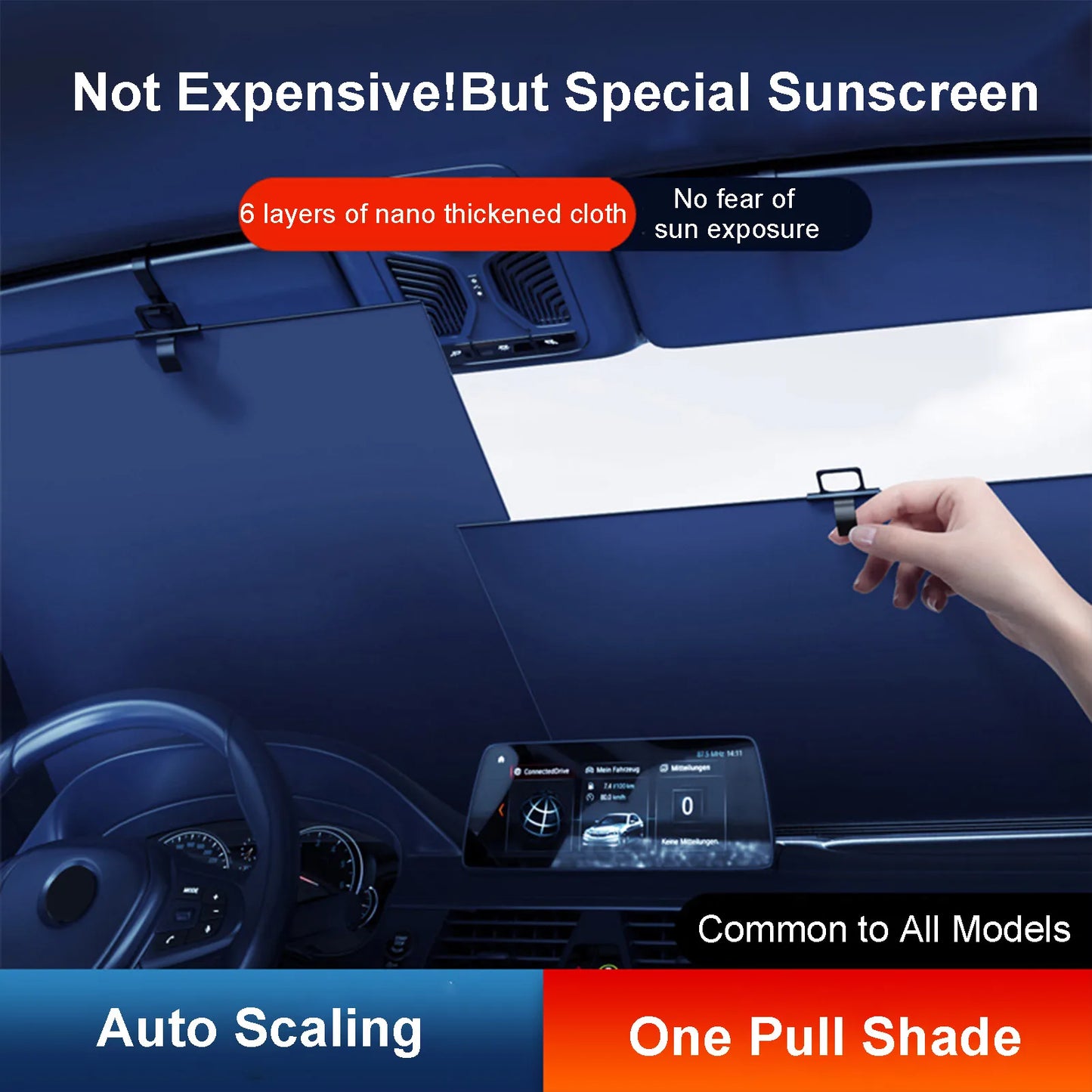 Auto Retractable Sun Shade for Car Front