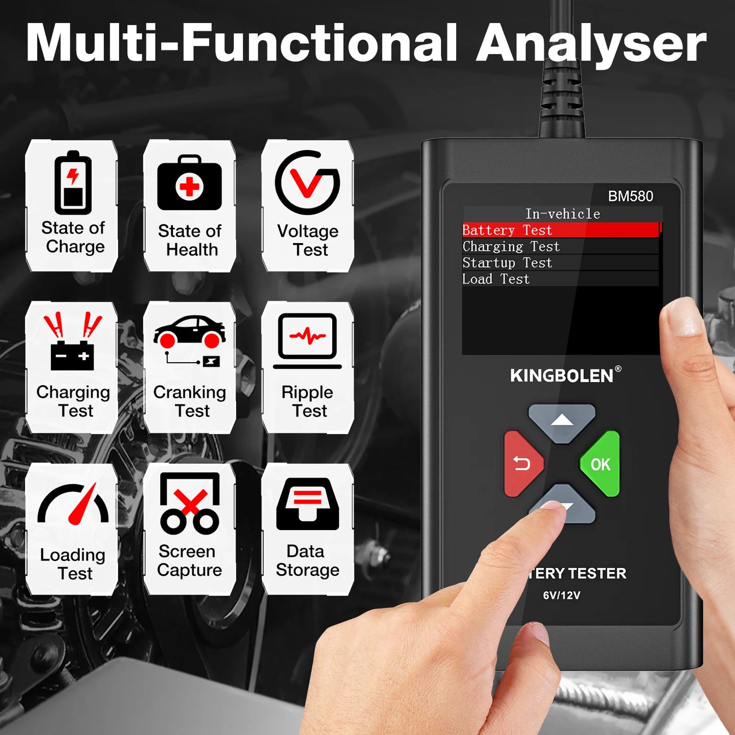 Car Motorcycle Battery Tester System Analyzer