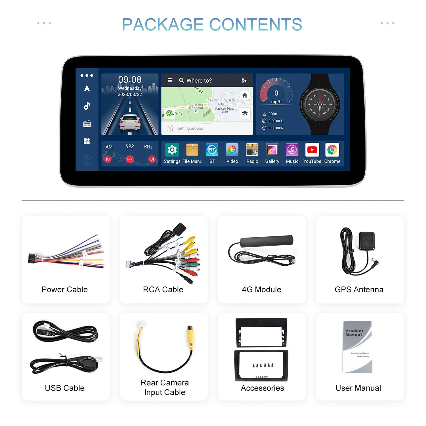 Podofo 12.3inch 8Core Android Car Radio