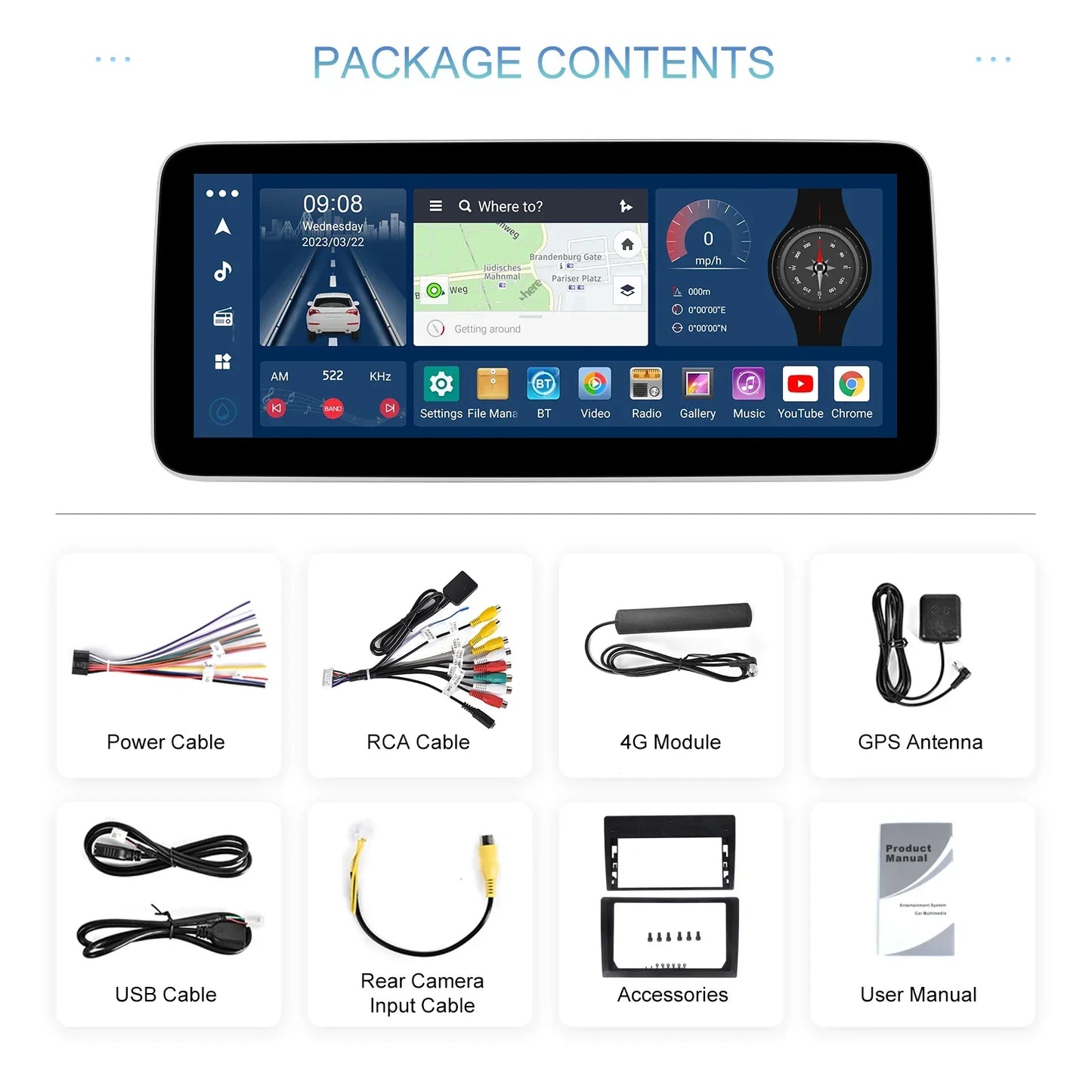 Podofo 12.3inch 8Core Android Car Radio