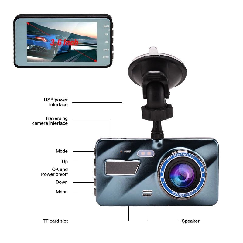 3-Channel Dash Camera (Front + Cabin + Rear)